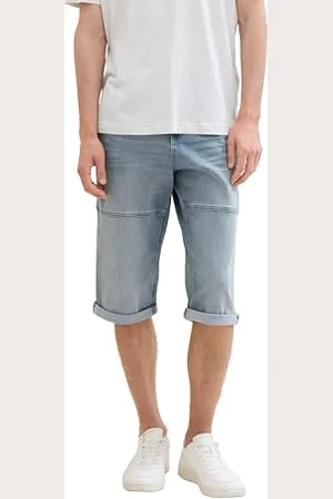 TOM TAILOR Herren Morris Relaxed Fit Overknee Shorts, mid stone blue grey denim, 32