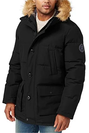 Tommy Hilfiger Herren Arctic Cloth Heavyweight Performance Parka Daunen Alternative Pelz gefütterte Kapuze Mantel Daunenalternative Oberbekleidung, , M