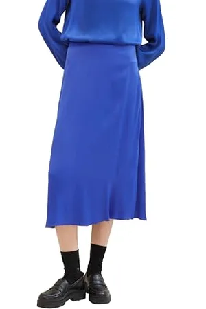 TOM TAILOR Damen Satin Midi Rock, crest blue, 40
