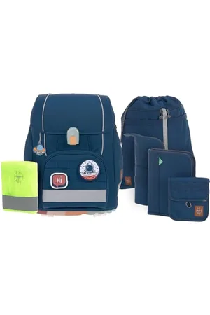 LÄSSIG 7-teiliges Schulranzen Set Kinder/School Set Boxy Unique marineblau