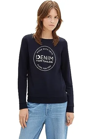 TOM TAILOR Damen Sweatshirt mit Logo-Print, sky captain blue, XS