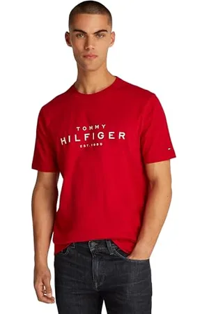 Tommy Hilfiger Herren T-Shirt Kurzarm Big Regular Fit, Mehrfarbig (Medium Red), 3XL