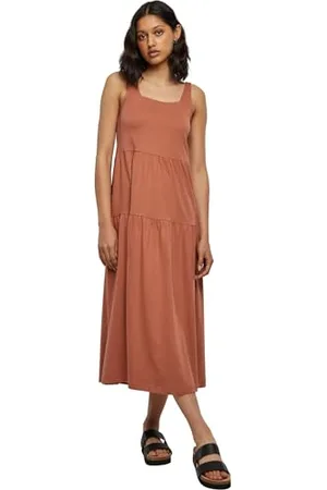 Urban classics Damen TB4784-Ladies 7/8 Length Valance Summer Dress Kleid, , XXL