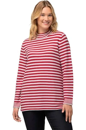 Ulla Popken Damen Ringelpullover, Turtle-Neck Pullover, , 46 DE/48 DE