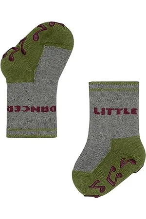 Falke Unisex Baby Little Dancer B HP Baumwolle Rutschhemmende Noppen 1 Paar Hausschuh-Socken, Grau (Light Grey 3400), 62-68