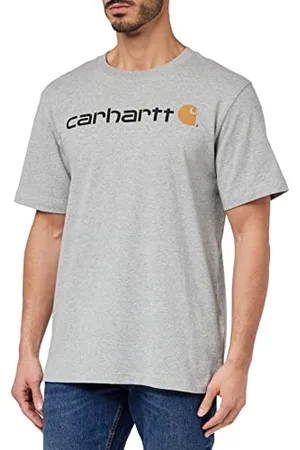 Carhartt Herren, Lockeres, schweres, kurzärmliges T-Shirt mit Logo-Grafik, Grau meliert, XL