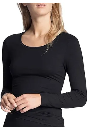 Calida Natural Comfort Langarmshirt, Rundhals Damen, aus hochwertiger Baumwolle, natürlicher Glanz und glatter Griff