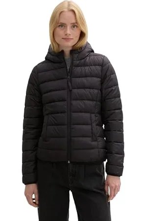 TOM TAILOR Damen 1042098 Lightweight Steppmantel mit Kapuze, 14482-Deep Black, XS