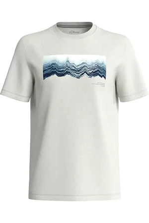 QS by s.Oliver Herren 2143960 T-Shirt mit Frontprint, weiß, S