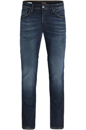 JACK & JONES Herren Jeans Tim Straight Legs Slim Fit Flat Front Tim ORIGINAL, Farben:Dunkelblau, Größe Jeans:33W / 32L