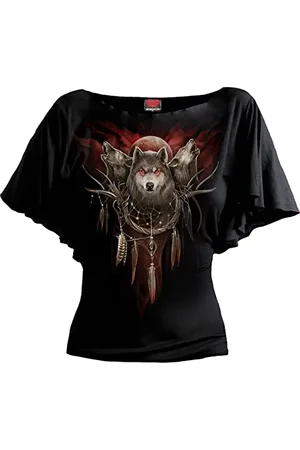 Spiral Cry of The Wolf - Boat Neck Bat Sleeve Top - XXL