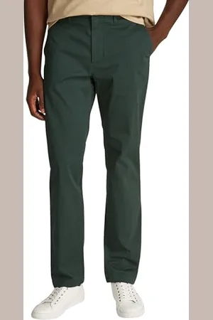 Tommy Hilfiger Herren Chino Hose Denton Satin Straight Fit, Grün (Riverbed Green), 32W/31L