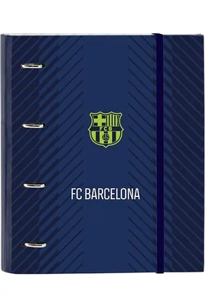 Safta FC Barcelona NAVY BLUE Ringordner mit 4 Ringen, 35 cm, mit 100 A4-Blättern, ideal für Kinder verschiedener Altersgruppen, bequem und vielseitig, Qualität und Widerstandsfähigkeit, 27 x 3,5 x 32