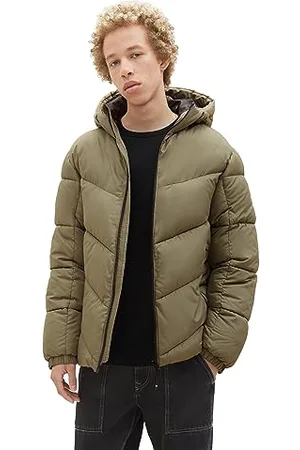 TOM TAILOR Herren 1038858 Puffer-Jacke mit Kapuze, 10415-Dusty Olive Green, M