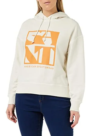 GANT Damen D2. Quadrat Logo Hoodie Kapuzenpullover, , S
