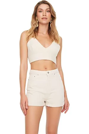 Trendyol Damen Hoher Taille, Gerades Bein Shorts, , 36