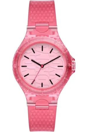 DKNY Damenuhren Chambers, QuarzDreizeiger Uhrwerk, 36MM Pinkfarbenes Nylongehäuse mit PolyurethanArmband, NY6643