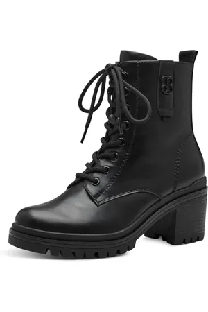 QS by s.Oliver Damen Stiefeletten zum Schnüren mit Blockabsatz Herbst, (Black), 39 EU