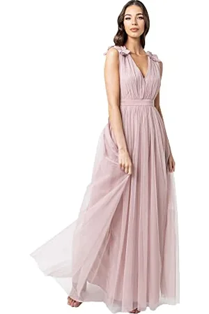 Maya Deluxe Damen Ruffle Shoulder Maxi Dress Brautjungfernkleid, , 42 EU