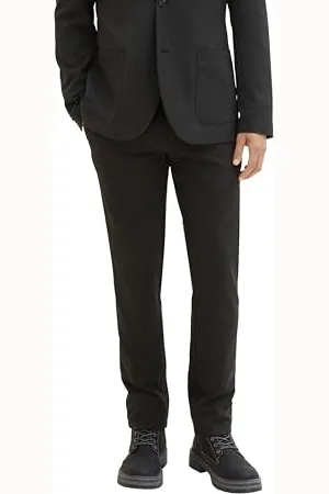 TOM TAILOR Herren Regular Fit Chino Hose mit Bügelfalte, Black Grey Melange, 34/32