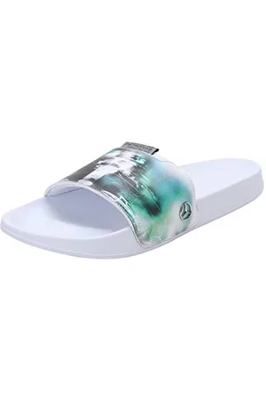 PUMA Unisex MAPF1 Graphic Leadcat FTR Schiebe-Sandalen, White-Spectra Green, 44.5 EU