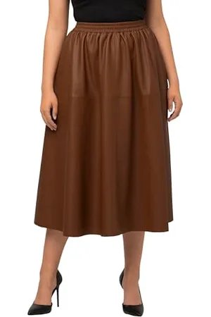 Ulla Popken Damen PU, wadenlang Röcke, , 42-44