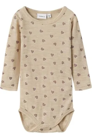 NAME IT Baby-Mädchen Nbfwang Wool Rib Ls Body AOP Langarmbody, , 68
