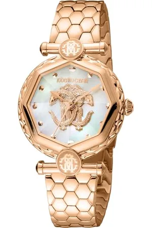 Roberto Cavalli Damen Analog Quarz Uhr mit Edelstahl Armband RV1L204M0071