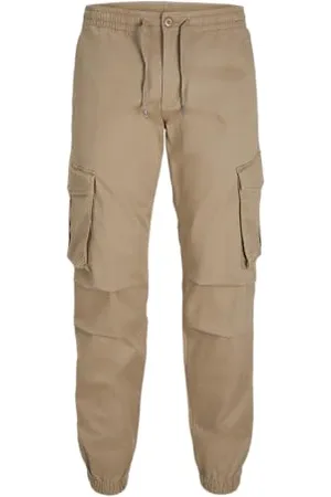 JACK & JONES Herren Hose Cargohose Stoffhose Noah Cuffed Cargo Relaxed Fit, Farbe:Beige, Artikel:- , Größe:L