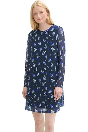 TOM TAILOR Damen Mesh Mini-Kleid mit Muster, , M