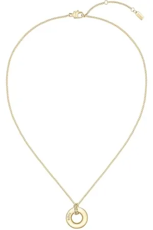 HUGO BOSS Jewelry Halskette, Armreif und Creolen für Damen Kollektion LIVE aus Gelbgoldene Edelstahl mit einem Charm