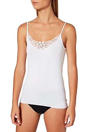 Calida Feminin Sense Spaghetti-Top Damen, aus 100% extrafeiner Baumwolle, Feinripp, verstellbare Träger, naht- und saumfrei