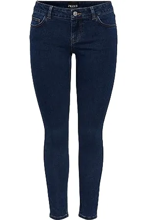 Pieces® Damen Pcpeggy Lw Skinny Ank Db Jeans Noos Cp, , M / 30L