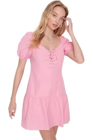 Trendyol Damen Mini Ruffle Hem Regular Dress Kleid, , 60