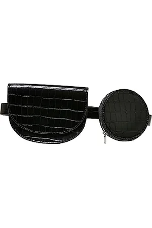 Urban classics Unisex Gürtel mit 2 Gürteltaschen aus Kunstleder, Krokodilleder Optik für Männer und Frauen, Croco Synthetic Leather Double Beltbag Länge 125 cm