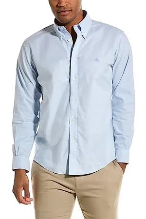 Brooks Brothers Herren bügelfreies Stretch Oxford Sport Shirt Langarm Solid, Hell, blau, Klein
