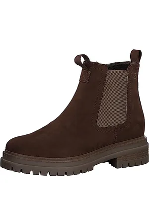 QS by s.Oliver Damen Chelsea Boots mit Reißverschluss Blockabsatz Vegan Braun , 38