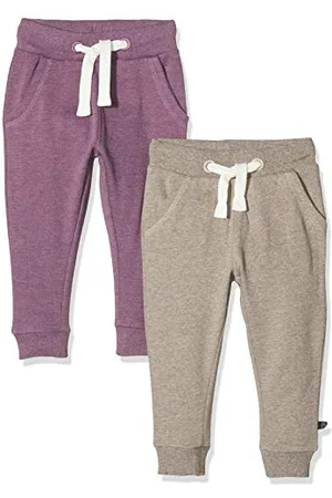 Minymo Baby-Mädchen 2er Pack Sweat Pants/Freizeithose Jogginghose, Mehrfarbig (Purple/Grau 647), (Herstellergröße:86)