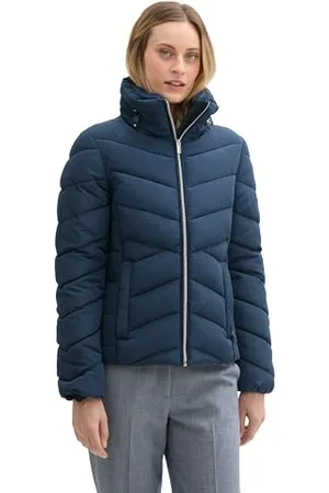 TOM TAILOR Damen Puffer Winterjacke mit Kunstfell am Kragen, , S