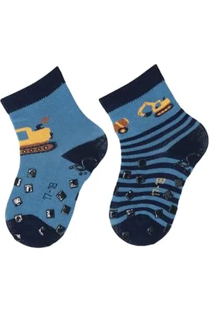 Sterntaler ABS -Krabbelsocken 2er Pack Bagger für Jungen - Babysocken mit Anti -Rutsch -Noppen auf Spann und Sohle - Antirutsch Socken für Babys im Set mit Motiv - , 18
