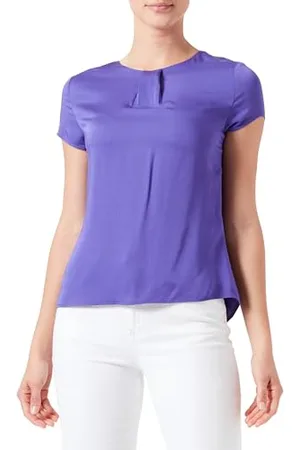 Taifun Damen Feines Blusenshirt mit kurzem Arm Kurzarm unifarben 38
