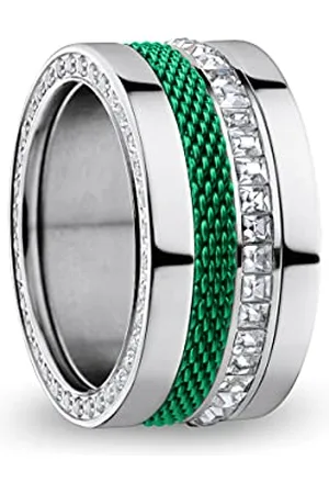 Bering Austauschbar Ringkombination für Damen in Silber & Grün mit einzigartigem Twist- & Change System, Ganges