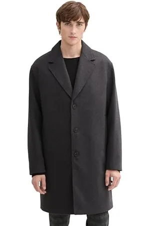 TOM TAILOR Herren Relaxed Fit Wollmantel mit Reverskragen, , M