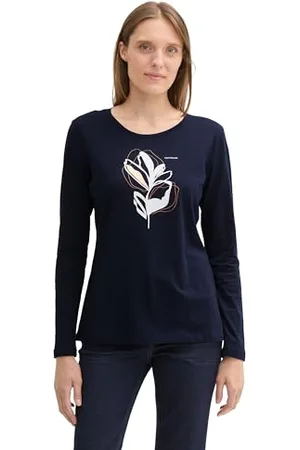 TOM TAILOR Damen Longsleeve aus Baumwolle mit Print, , XXXL
