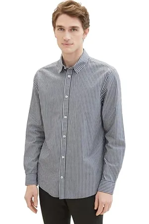TOM TAILOR Herren Regular Fit Basic Hemd mit Streifen, , S