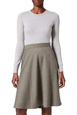 TOM TAILOR Damen 1029690 Ausgestellter Rock mit Karomuster, 28373-Beige Green Small Check, 36
