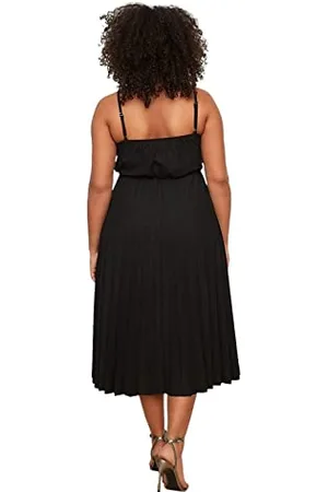 Trendyol Damen Midi Standard Regular Plus Size Dress Kleid, , 4XL Große Größen EU