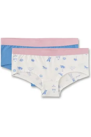QS by s.Oliver Mädchen Unterhose Beige | Hochwertige und Bequeme Unterhose für Mädchen aus Baumwoll-Mix. Panty mit Webbund und maritimem Print | Inhalt: 2er Set Unterwäsche für Mädchen