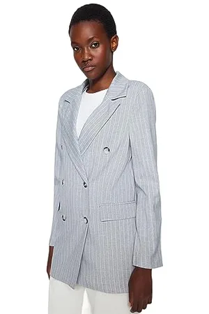 Trendyol Damen GESTREIFT Lange Ärmel Regulär Blazerjacke