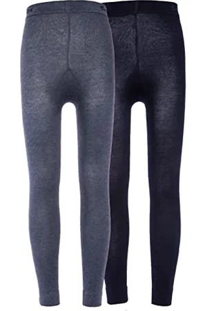 Ewers 2er-Pack Kinderleggings Unifarben, Doppelpack Leggings aus Baumwolle für Mädchen, Made IN Europe, Dunkelblau/Blau, Größe 98-104